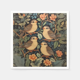 4つの可愛いベビーの鳥のインスパイア自然 スタンダードカクテルナプキン