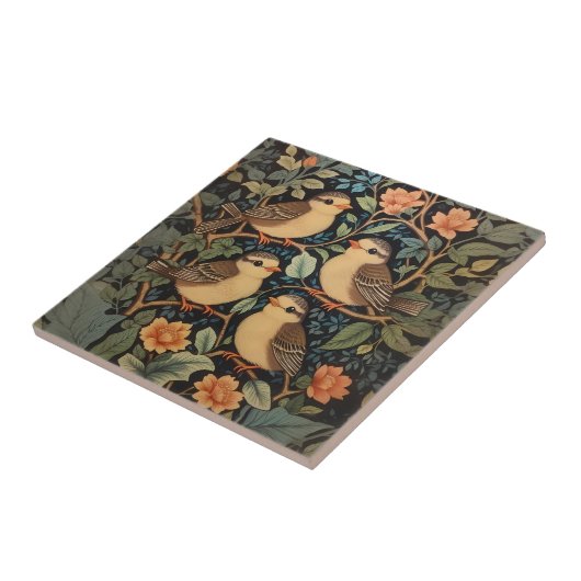 4つの可愛いベビーの鳥のインスパイア自然 タイル (側面)