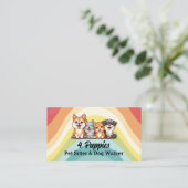 4つの可愛い子犬ペットシッターとドッグウォーカー 名刺 (スタンド正面)