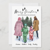 4つの名前と水色のイラストレーションの家族 シーズンカード (正面)