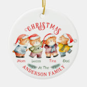 4つの名前のクリスマスベアの家族 セラミックオーナメント (正面)