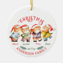 4つの名前のクリスマスベアの家族