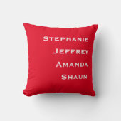 4つの名前の赤と白正方形 クッション (正面)