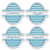 4つの名前カスタマイズ可能なZigZagイースターエッグステッカー シール (正面)
