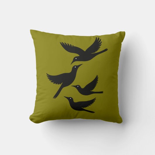 4つの呼び出し鳥レトロミッドセンチュリーカットアウト4 クッション (正面)