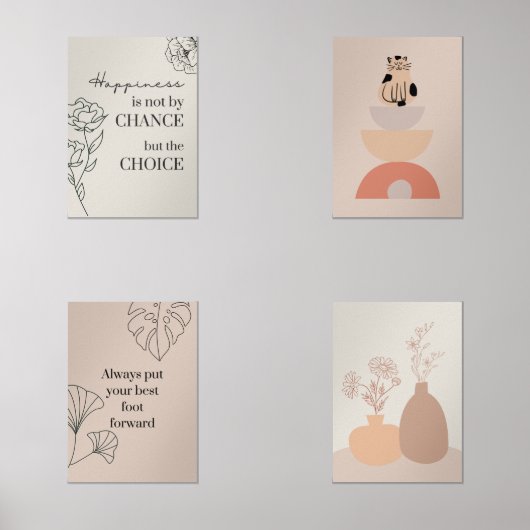 4つの壁の装飾のプリントのセットスタイリッシュ – すべてのアート (正面)