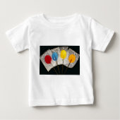 4つの多彩な棒つきキャンデーの写真 ベビーTシャツ (正面)