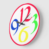 4つの大きな色の数字、赤縁ど ラージ壁時計 (傾斜)