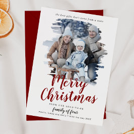 4つの妊娠写真のブラシ付き赤い家族 シーズンカード