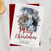 4つの妊娠写真のブラシ付き赤い家族 シーズンカード