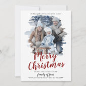 4つの妊娠写真のブラシ付き赤い家族 シーズンカード (正面)