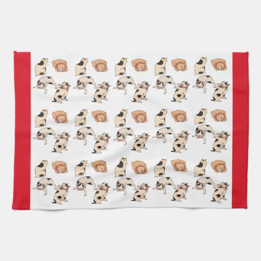 4つの姿勢の芸術のヴィンテージの日本のな猫 キッチンタオル (横)