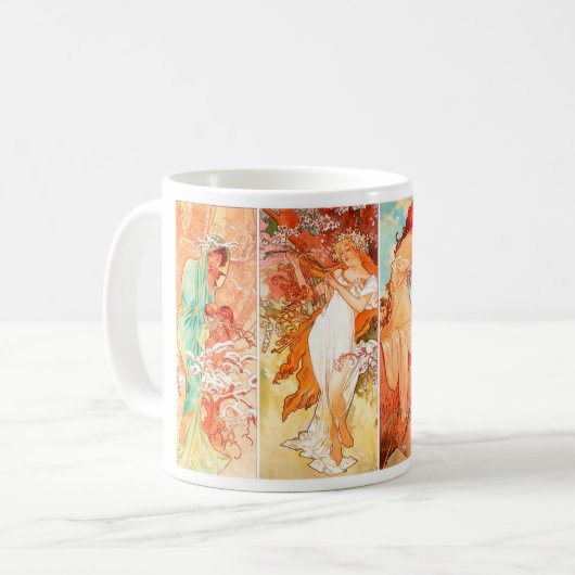 4つの季節元のシリーズミュシャのマグ コーヒーマグカップ (正面左)