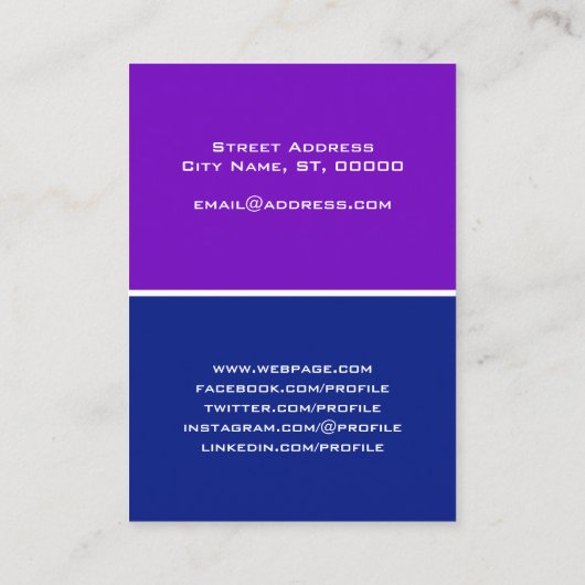 4つの宇宙のページの割れたすみれ色の青 名刺 (裏面)