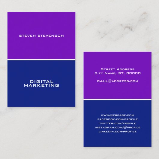 4つの宇宙のページの割れたすみれ色の青 名刺 (正面/裏面)