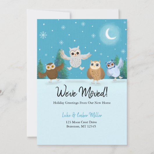 4つの小さなフール行く氷のスケートで滑る移動 案内状 (正面)