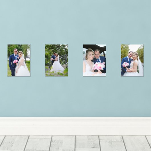 4つの屋外秋の結婚式5x7写真 (ウッドフロア)