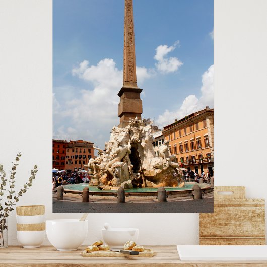 4つの川の噴水，ローマイタリア ポスター (キッチン)
