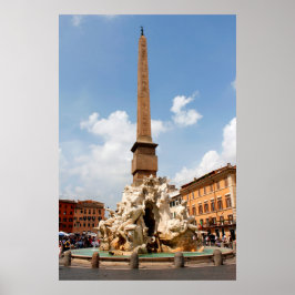 4つの川の噴水，ローマイタリア ポスター