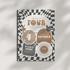 4つの常にグルービー | ボーイズ第四レトロスケーターパーティー 招待状