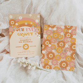 4つの常にグルーヴなレトロな誕生日招待状 招待状