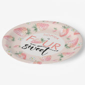 4つの常に甘いイチゴの子供の誕生日 ペーパープレート (アングル)