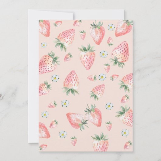 4つの常に甘いイチゴの子供の誕生日 招待状 (裏面)