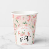 4つの常に甘いイチゴの子供の誕生日 紙コップ (裏面)