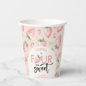 4つの常に甘いイチゴの子供の誕生日 紙コップ (正面)