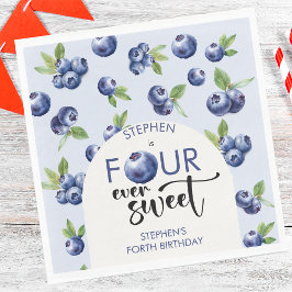 4つの常に甘いブルーベリー子供の誕生日 スタンダードランチョンナプキン