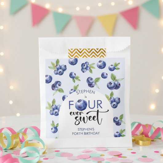 4つの常に甘いブルーベリー子供の誕生日 フェイバーバッグ