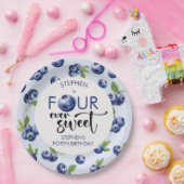 4つの常に甘いブルーベリー子供の誕生日 ペーパープレート (パーティー)