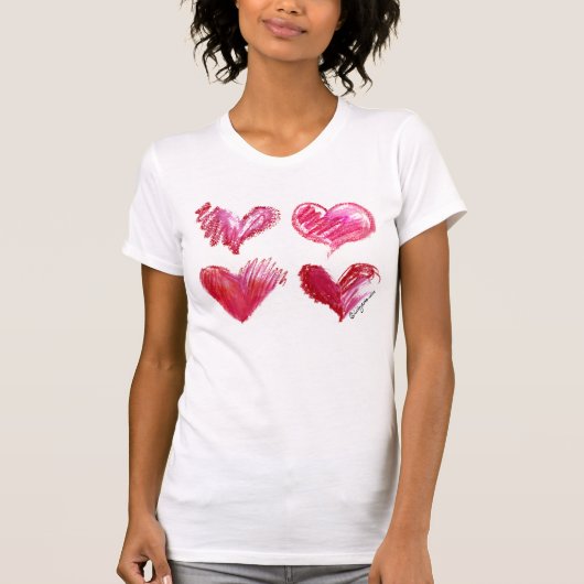 4つの愛ハートのTシャツ Tシャツ (正面)
