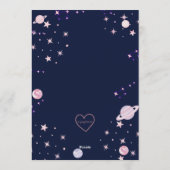 4つの星に手が届く ピンク スペース 4歳の誕生日 招待状 (裏面)