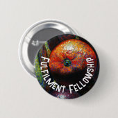 4つの果実:オレンジ、バナナ、プラム、ライチ 缶バッジ (正面&裏面)