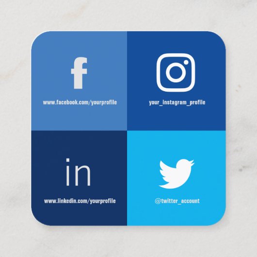 4つの正方形の割れたモダンなカバー スクエア名刺 (裏面)