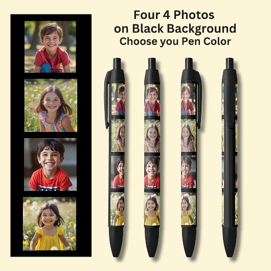 4つの正方形の黒の写真と黒 黒ボールペン