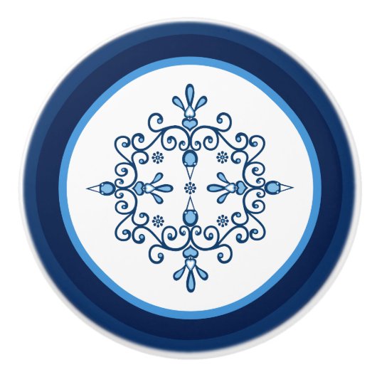 4つの民話ブルーバードまたは愛の鳥のグループ セラミックノブ (正面)