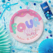 4つの永遠に甘いピンクのつや消し ペーパープレート (パーティー)