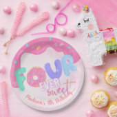 4つの永遠に甘いピンクのつや消し ペーパープレート (パーティー)