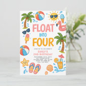 4つの熱帯4歳の誕生日に浮かぶパーティー 招待状 (スタンド正面)