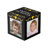 4つの画像を追加する私たちはあなたのおばあちゃんの黒い黄色が大好き フォトキューブ (裏面アングル)