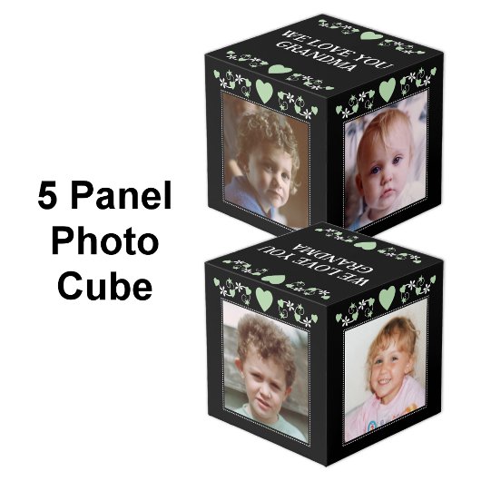 4つの画像を追加する私たちはあなたのおばあちゃんの黒の緑が大好き フォトキューブ