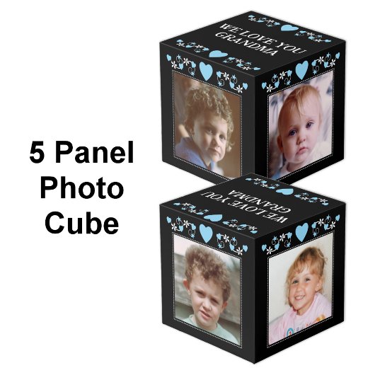 4つの画像を追加する私たちはおばあちゃんのブラックブルーが大好き フォトキューブ