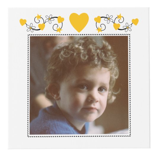 4つの画像を追加する私たちはおばあちゃんの黄色を愛する フォトキューブ (正面)