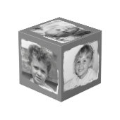 4つの画像を追加カスタマイズ（灰色の白い写真） フォトキューブ (裏面アングル)