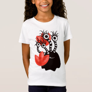 4つの目を持つかわいいモンスターはガーリーなチューリップを抽出します Tシャツ