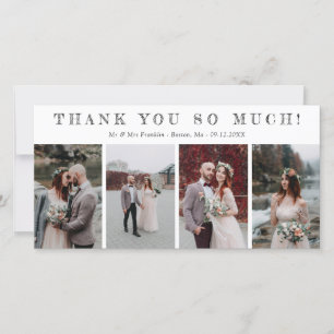 4つの結婚写真スケッチフォントありがとう サンキューカード
