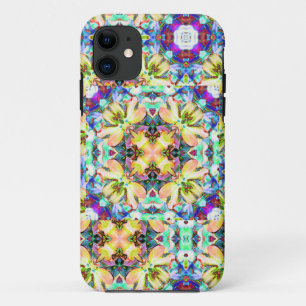 4つの花の万華鏡のように千変万化するパターンのiPhoneの場合 iPhone 11 ケース
