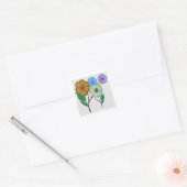 4つの花の可愛らしいイラスト スクエアシール (封筒)